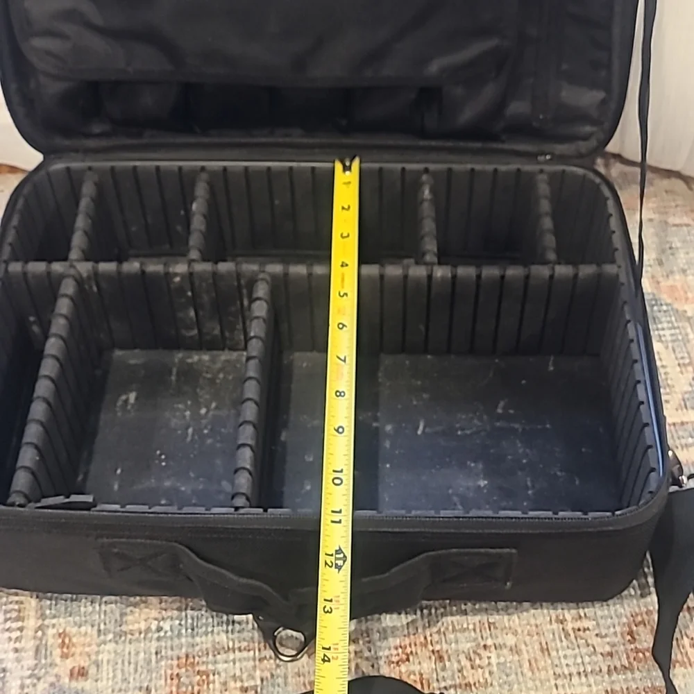 Make up organizer travel bag case with long strap dividers
